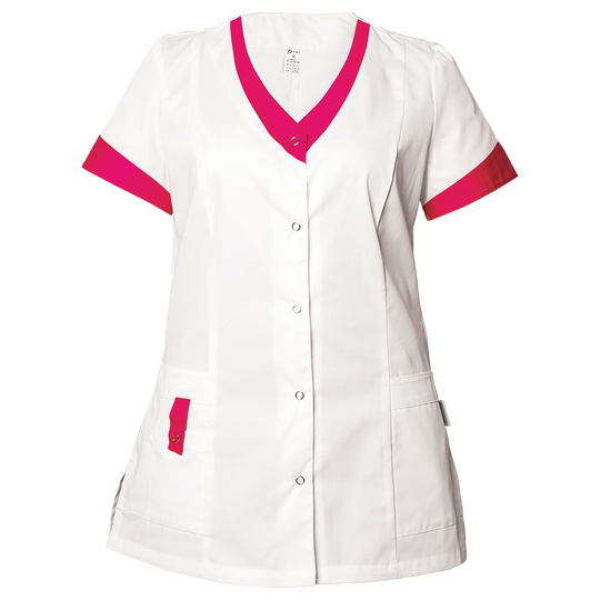 Tunică medicală pentru femei ALEGRA ALB/ROZ ÎNCHIS — bultex99.com Tunică medicală pentru femei ALEGRA ALB/ROZ ÎNCHIS