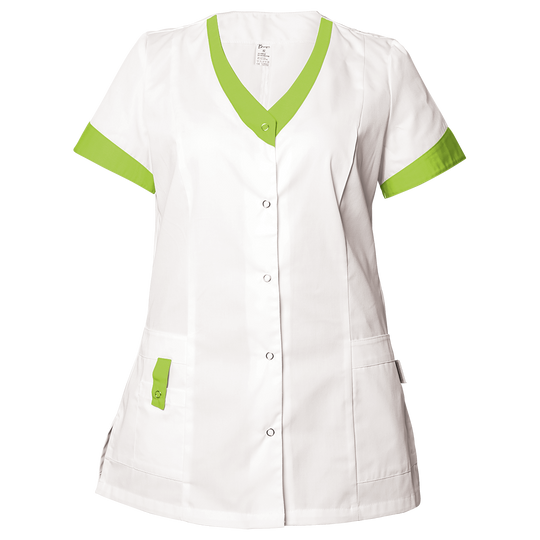 Tunică medicală pentru femei ALEGRA ALB/VERDE DESCHIS — bultex99.com Tunică medicală pentru femei ALEGRA ALB/VERDE DESCHIS