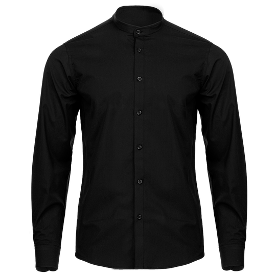 Men's mandarin collar shirt VELILLA BLACK - 1 — bultex99.com Men's mandarin collar shirt VELILLA BLACK - 1