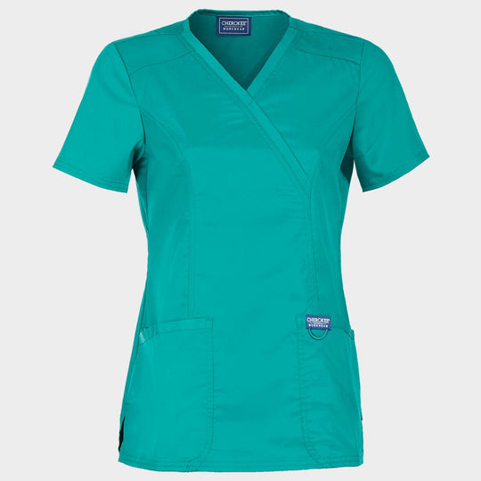 Women's medical tunic CHEROKEE WRAP TEAL BLUE WWE610 - 1 — bultex99.com Women's medical tunic CHEROKEE WRAP TEAL BLUE WWE610 - 1