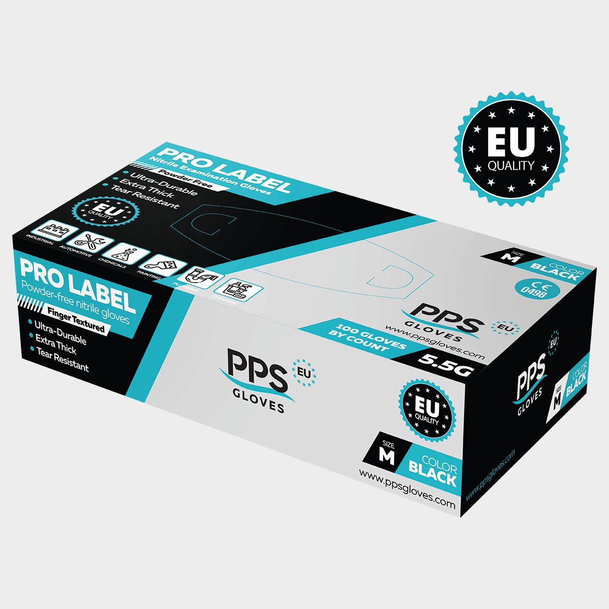 Еднократни ръкавици от нитрил PPS NITRILE BLACK PF 5.5G - 1