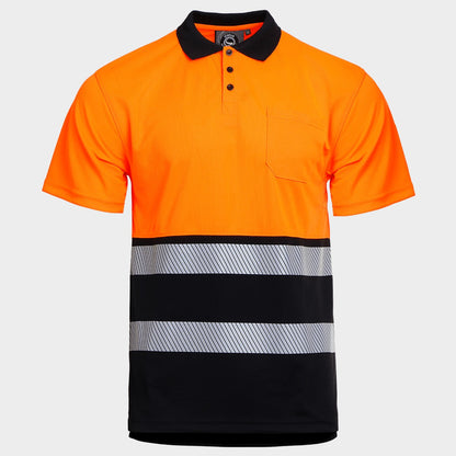 Сигнална тениска с яка PRISMA HV ORANGE/BLACK - 1