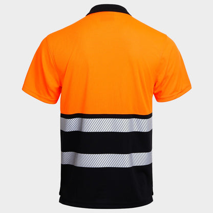 Сигнална тениска с яка PRISMA HV ORANGE/BLACK - 3