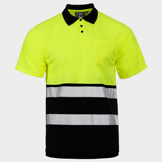 Polo tricou reflectorizant PRISMA HV GALBEN/NEGRU - 1