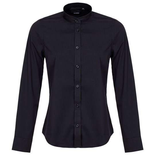 Lady's mandarin collar shirt VELILLA BLACK - 1