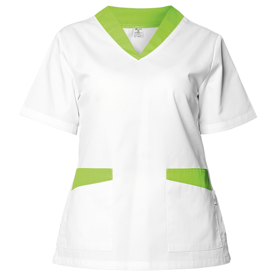 Lady's medical tunic FABIANA WHITE/LIGHT GREEN