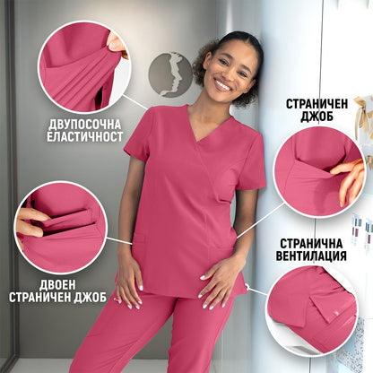 Дамска медицинска туника NOBBY FUCHSIA - 3