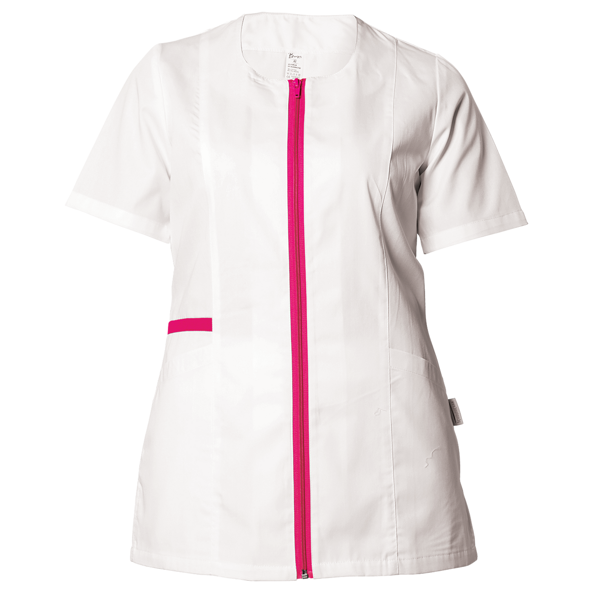 Lady's medical tunic ZAIRA WHITE/DARK PINK