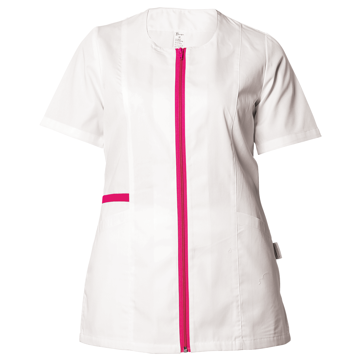 Lady's medical tunic ZAIRA WHITE/DARK PINK
