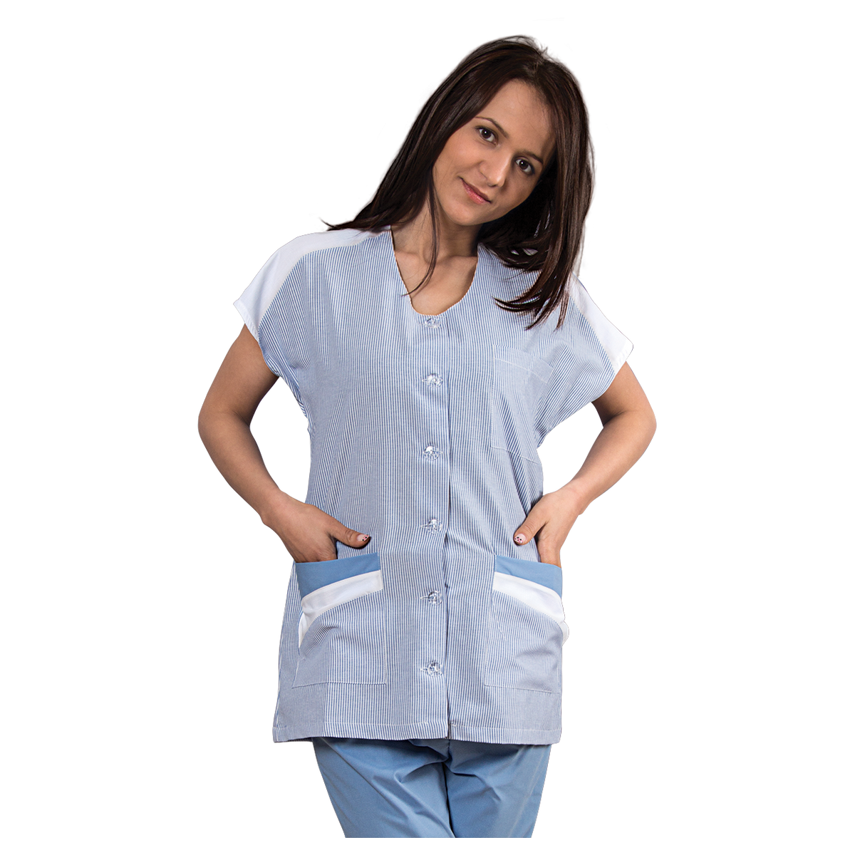 Lady's work tunic ZEBRA BLUE