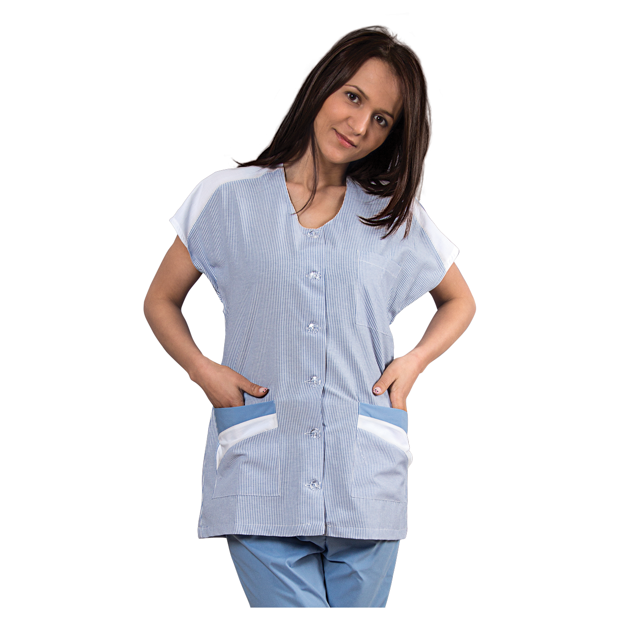 Lady's work tunic ZEBRA BLUE