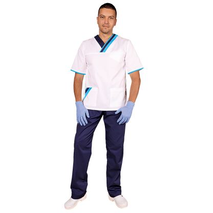 Медицинска туника MARCEL WHITE/BLUE - 2