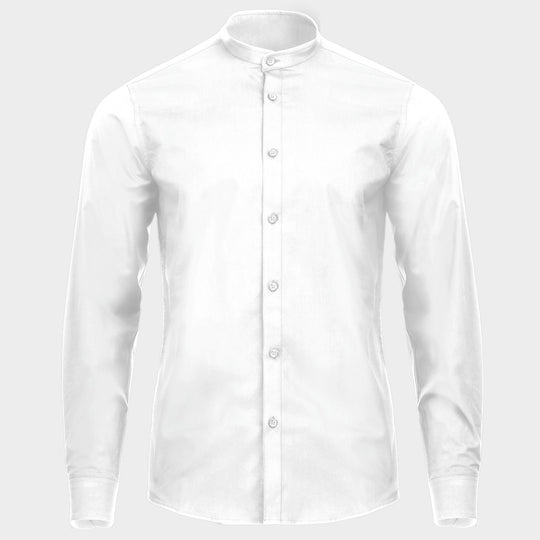 Men's mandarin collar shirt VELILLA WHITE - 1