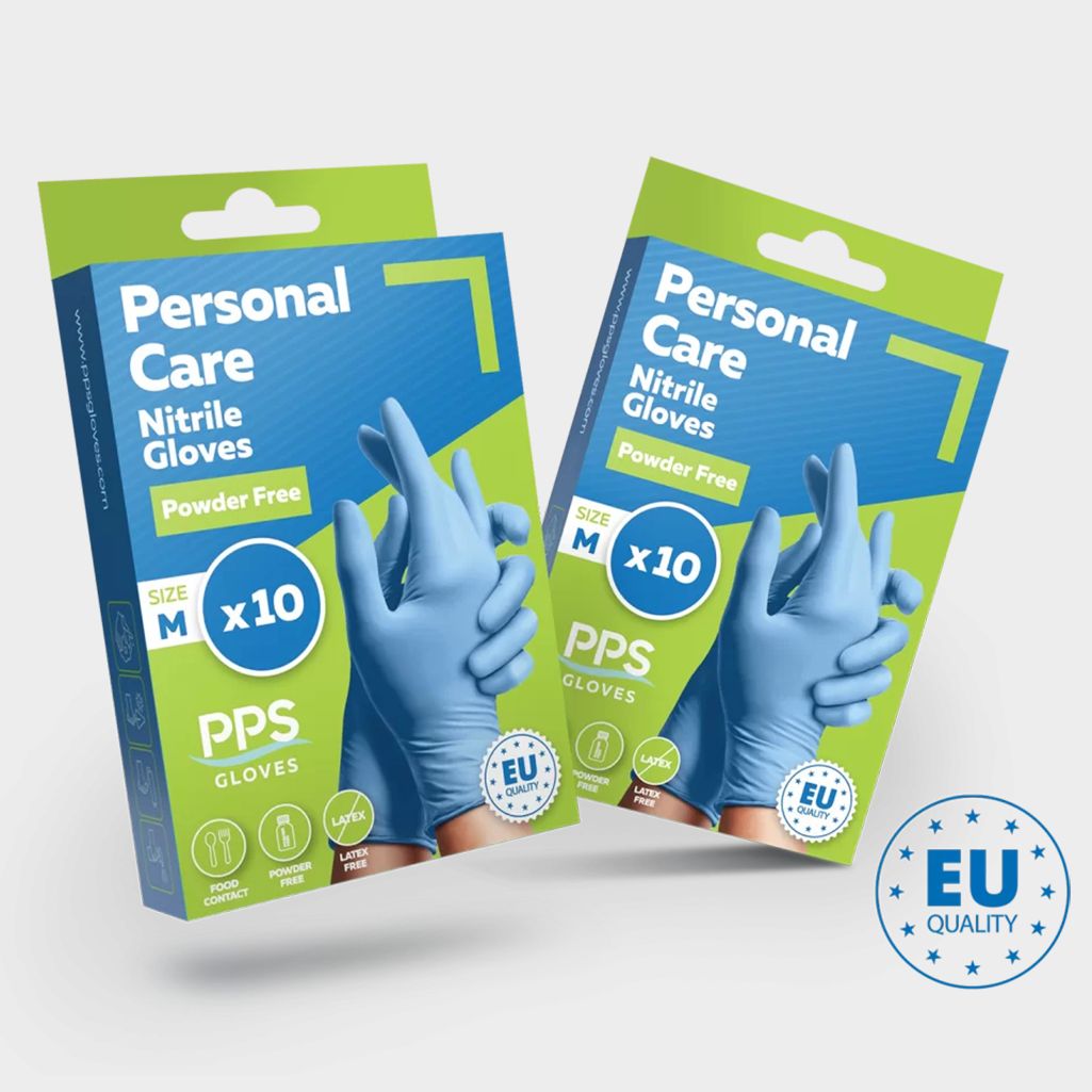 Mănuși din nitril fără pudră PPS PERSONAL CARE PF BLUE