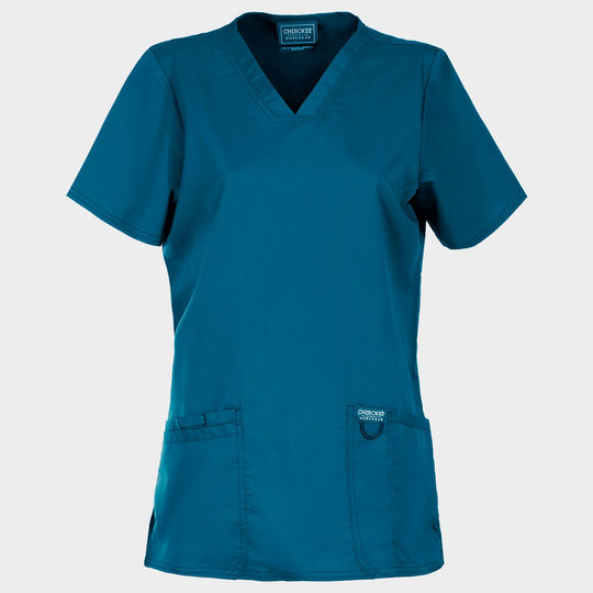 Women's medical tunic CHEROKEE V-NECK CARIBBEAN BLUE WWE620 - 1