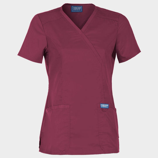 Women's medical tunic CHEROKEE WRAP BURGUNDY WWE610 - 1