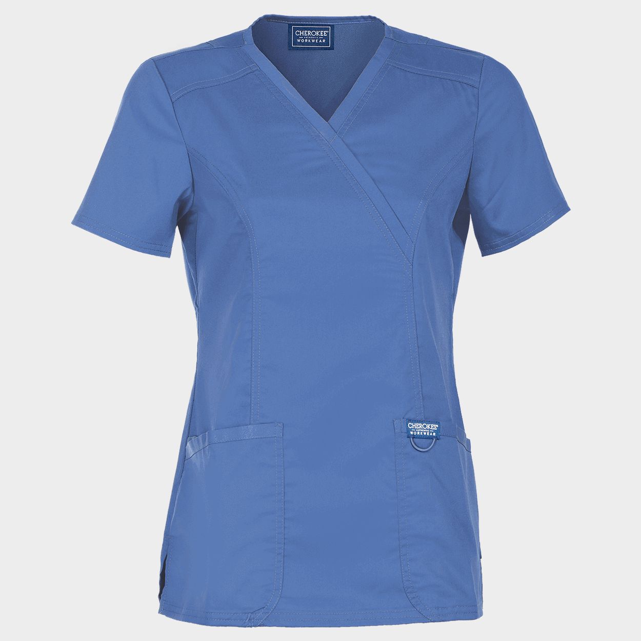 Tunică medicală de damă CHEROKEE WRAP ALBASTRU DESCHIS WWE610 - 1