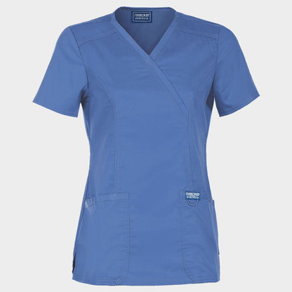 Tunică medicală de damă CHEROKEE WRAP ALBASTRU DESCHIS WWE610 - 1