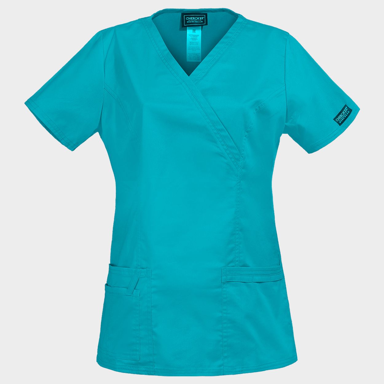 Tunică medicală pentru femei CHEROKEE WRAP PETROL DESCHIS WWE4728 - 1