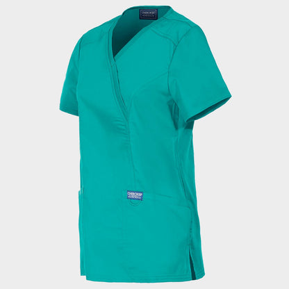 Women's medical tunic CHEROKEE WRAP TEAL BLUE WWE610 - 3