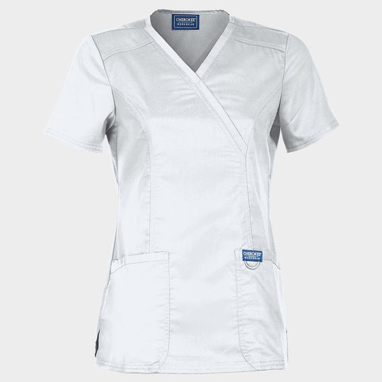 Women's medical tunic CHEROKEE WRAP WHITE WWE610 - 1