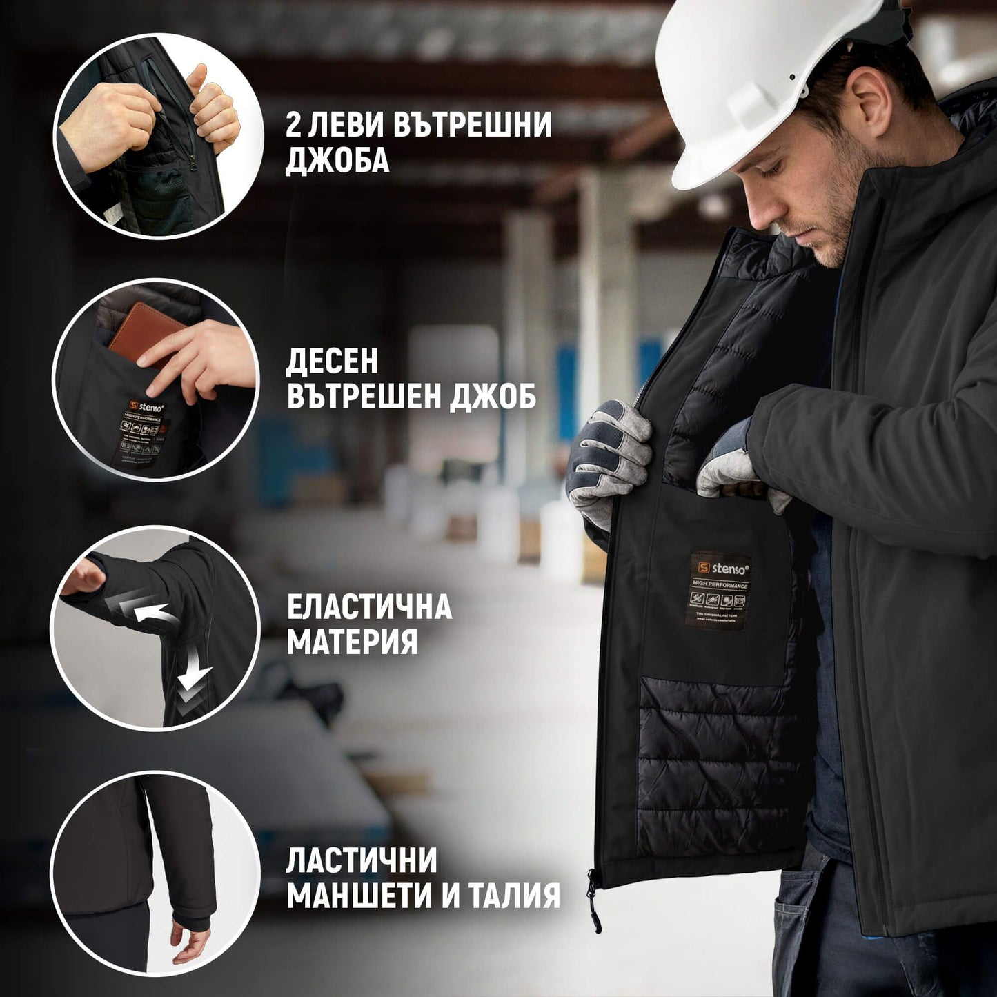 Jachetă de lucru REEF PAD SOFTSHELL BLACK - 3