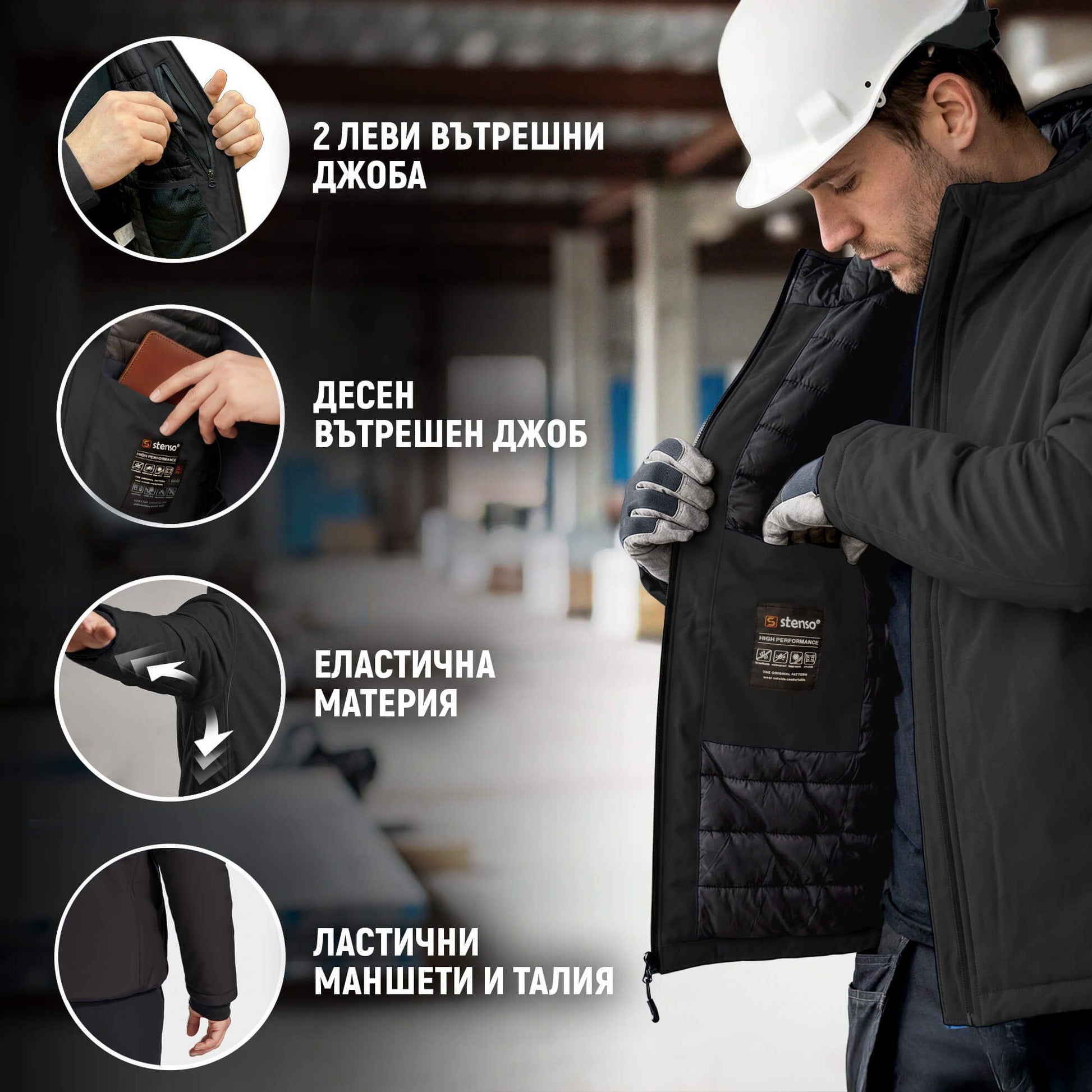 Jachetă de lucru REEF PAD SOFTSHELL BLACK - 3